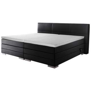 Novel BOXSPRINGBETT 'PRINZ' H3 Lederlook 200/200 cm INKL. Matratze, gepolstertes Kopfteil, Topper, Schwarz