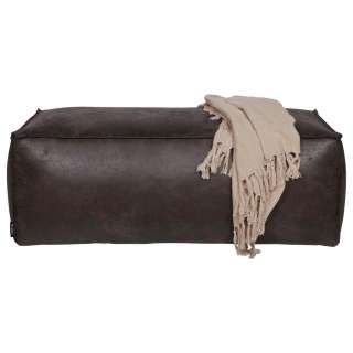 Ambia Home HOCKER Mikrofaser Kombination Echtleder/Stoff Schwarz