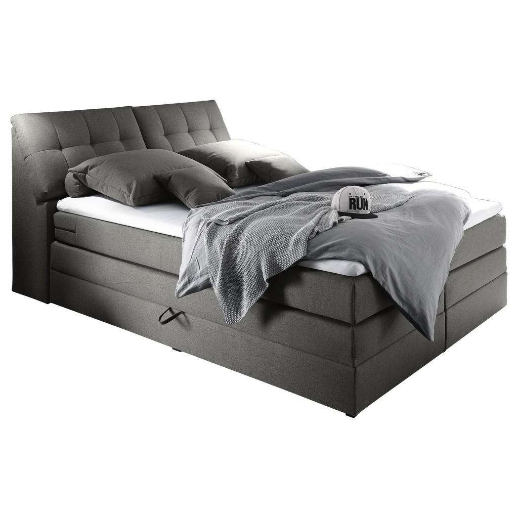 Carryhome BOXSPRINGBETT 180/200 cm INKL. Matratze, gepolstertes Kopfteil, Bettkasten, Topper, Grau