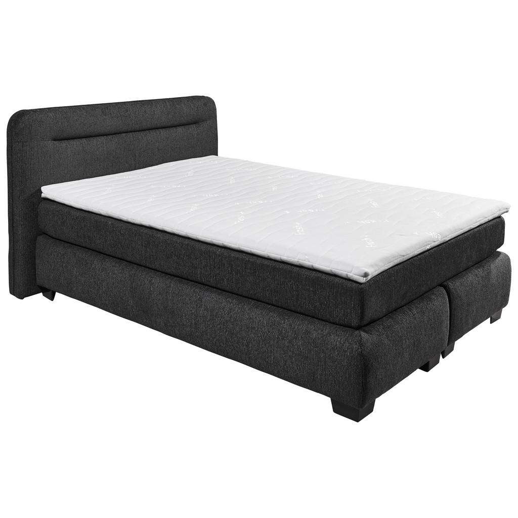 Carryhome BOXSPRINGBETT 140/200 cm INKL. Matratze, gepolstertes Kopfteil, Topper, Schwarz