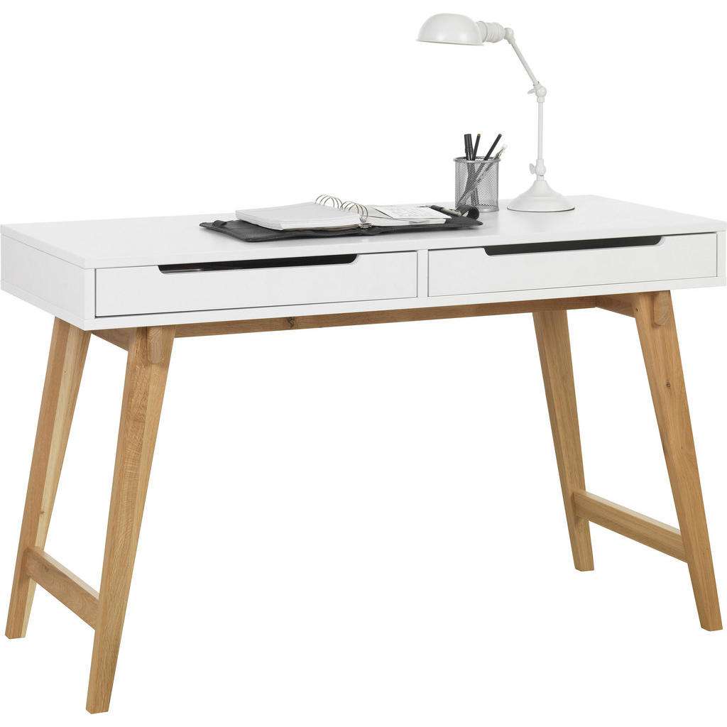 Hom`in SCHREIBTISCH Eiche massiv Weiß, Braun