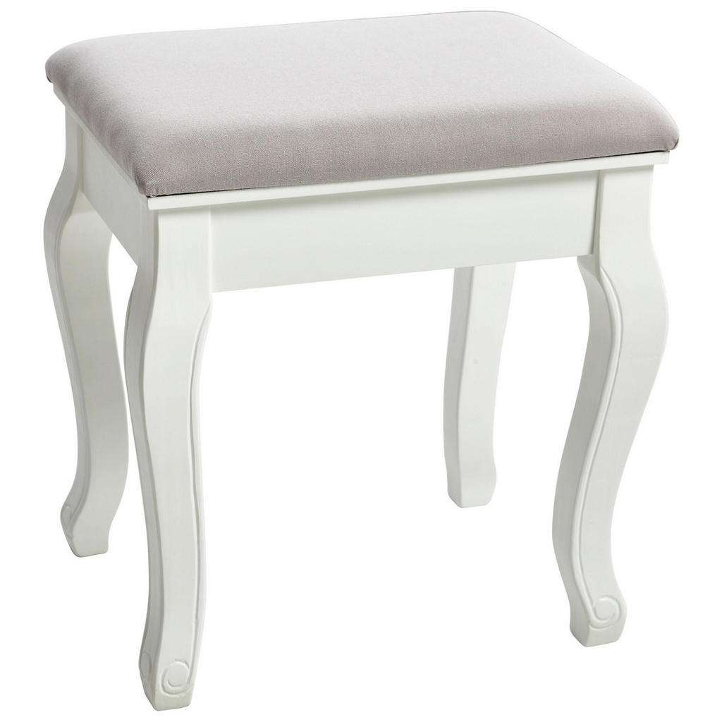 Carryhome HOCKER Webstoff Kiefer massiv Weiß