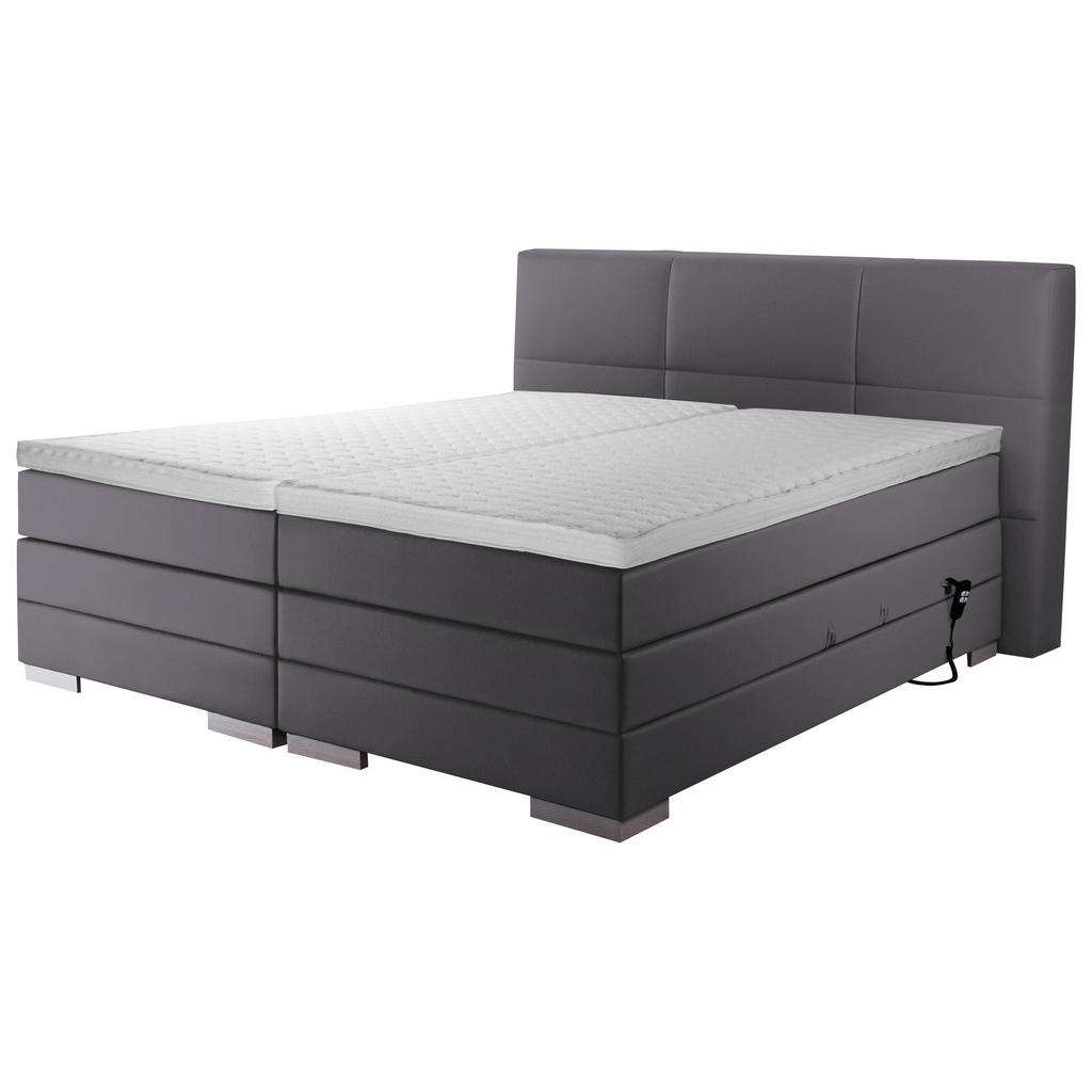 Novel BOXSPRINGBETT 'PRINZ' H3 Lederlook 160/200 cm INKL. Matratze, gepolstertes Kopfteil, Topper, Grau