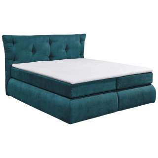 Carryhome BOXSPRINGBETT 180/200 cm INKL. Matratze, gepolstertes Kopfteil, Topper, Blau