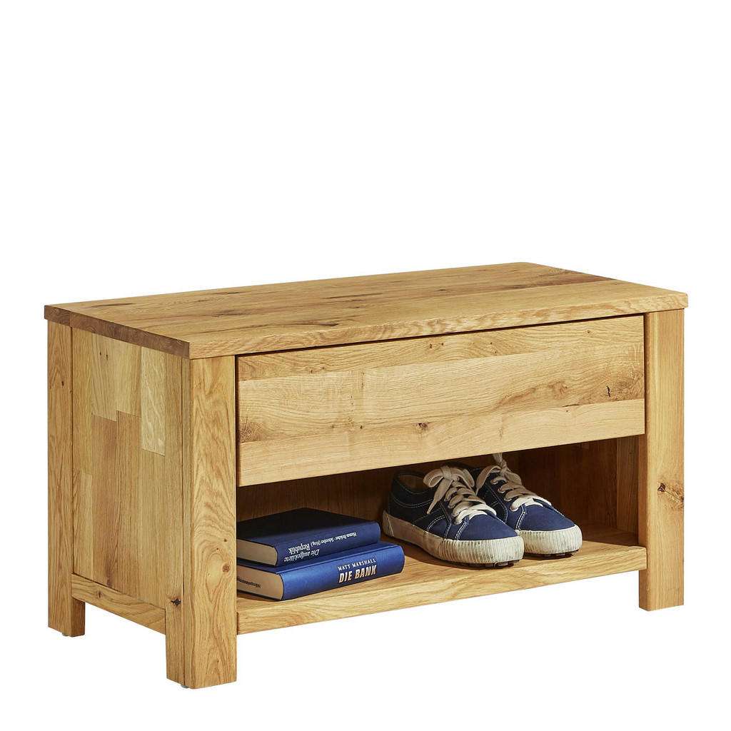 Linea Natura GARDEROBENBANK Wildeiche massiv, teilmassiv Braun