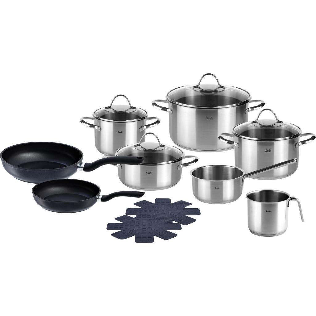 Fissler KOCHTOPFSET Aluminium, Edelstahl 10-teilig, Schwarz, Silber