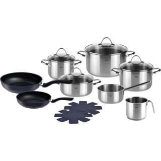Fissler KOCHTOPFSET Aluminium, Edelstahl 10-teilig, Schwarz, Silber