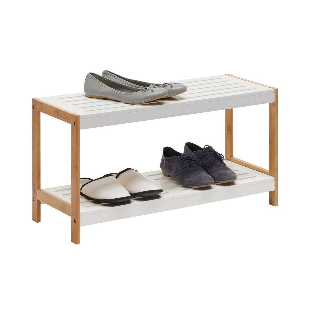 Xora SCHUHREGAL Bambus massiv matt, lackiert Weiß