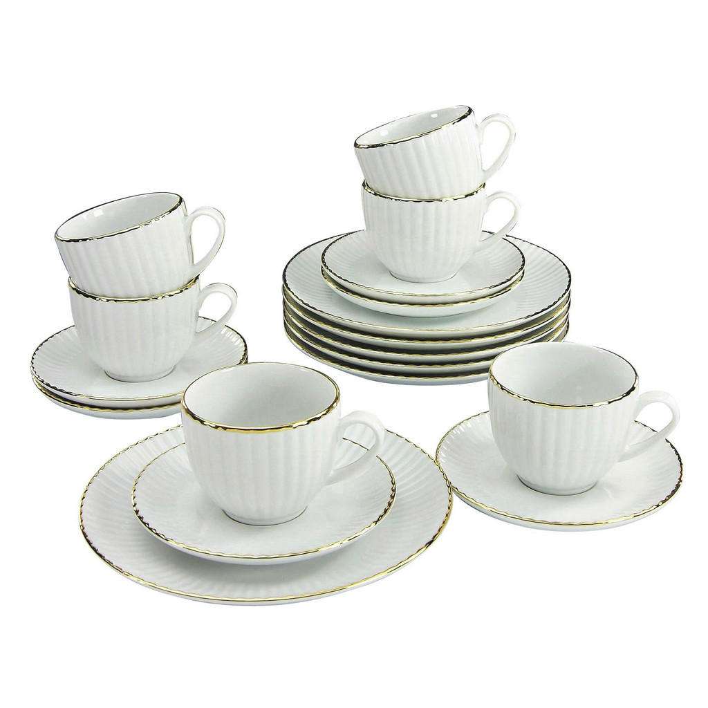 Creatable Porzellan KAFFEESERVICE 18-teilig, Weiß, Gold