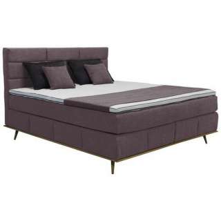 Carryhome BOXSPRINGBETT Mikrofaser 160/200 cm INKL. Matratze, gepolstertes Kopfteil, Topper, Braun