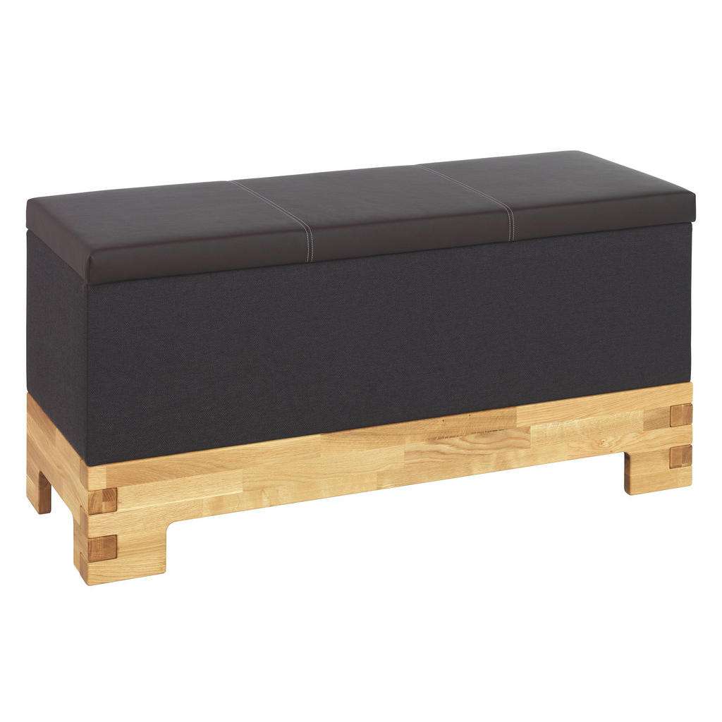 Linea Natura TRUHENBANK Lederlook, Webstoff Wildeiche massiv Braun, Braun