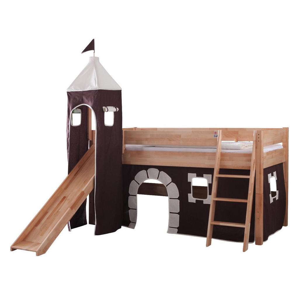 XXXL SPIELBETT Buche massiv 90/200 cm Braun, Beige
