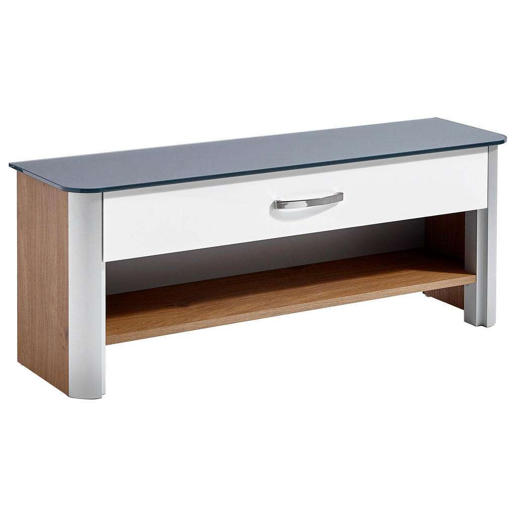 Moderano GARDEROBENBANK Weiß, Braun, Silber