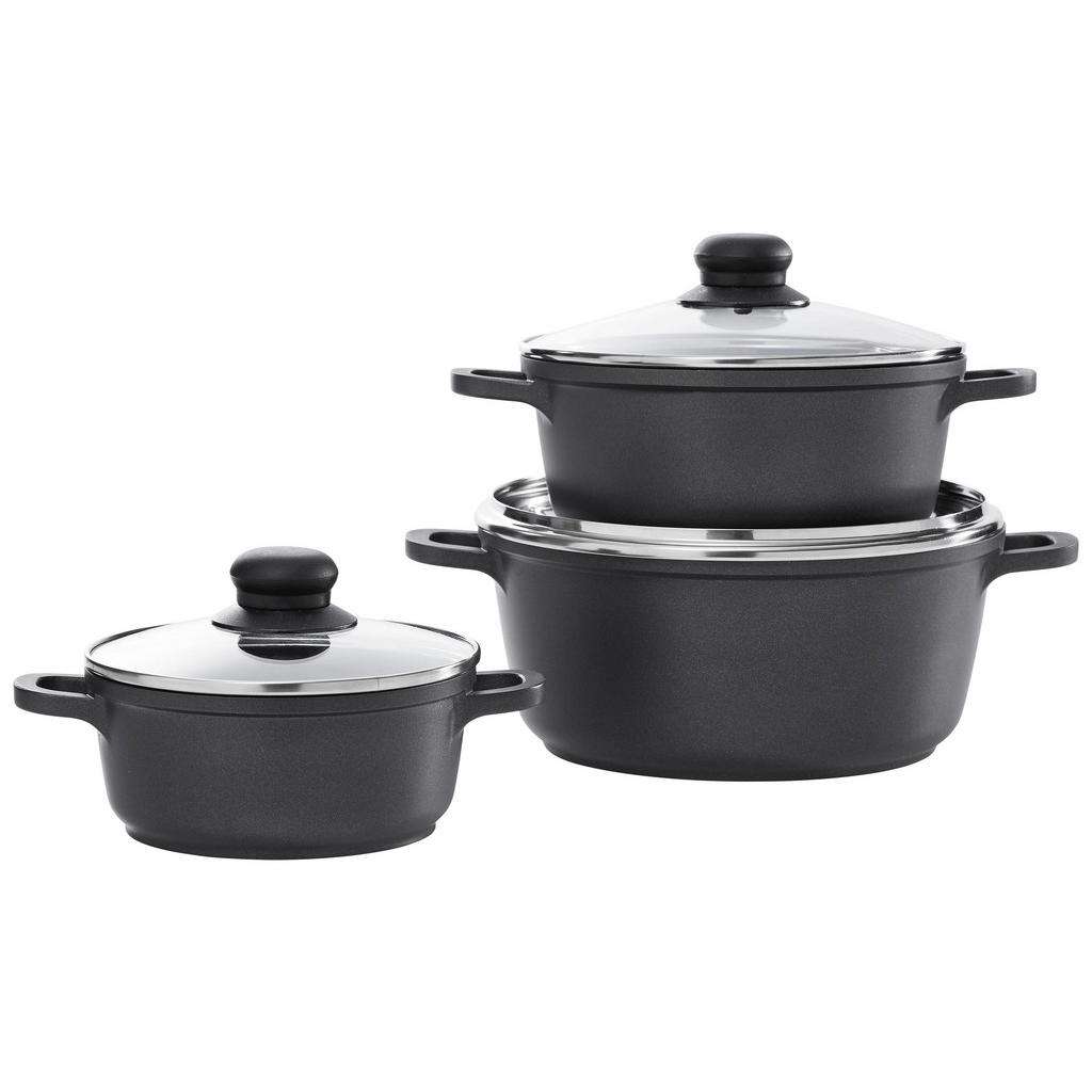 Homeware Profession. KOCHTOPFSET Aluminium, Edelstahl 3-teilig, Schwarz