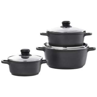 Homeware Profession. KOCHTOPFSET Aluminium, Edelstahl 3-teilig, Schwarz