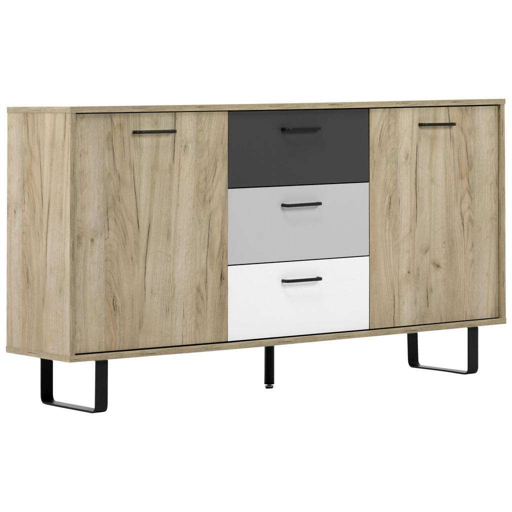 Carryhome SIDEBOARD foliert Weiß, Braun