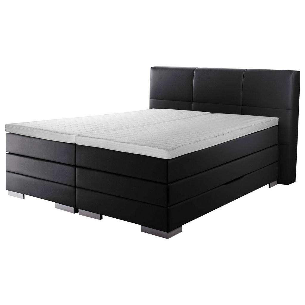 Novel BOXSPRINGBETT 'PRINZ' H2 Lederlook 140/200 cm INKL. Matratze, gepolstertes Kopfteil, Bettkasten, Topper, Schwarz