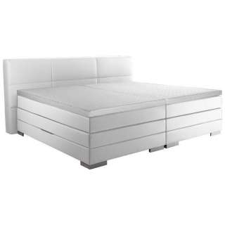 Novel BOXSPRINGBETT 'PRINZ' H2 Lederlook 200/200 cm INKL. Matratze, gepolstertes Kopfteil, Bettkasten, Topper, Weiß