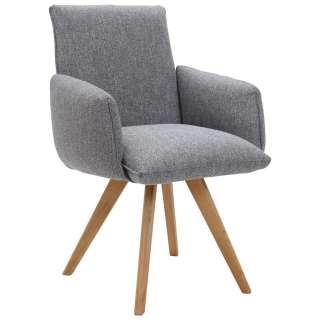Voleo ARMLEHNSTUHL Webstoff Wildeiche massiv, Sperrholz Grau, Braun