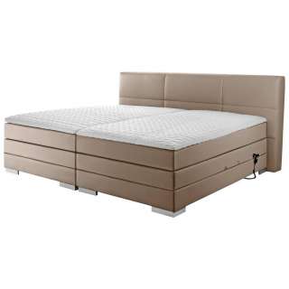 Novel BOXSPRINGBETT 'PRINZ' H3 Lederlook 200/200 cm INKL. Matratze, gepolstertes Kopfteil, Topper, Grau