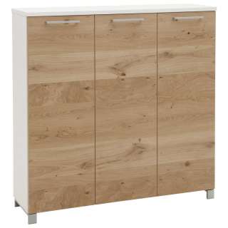 Dieter Knoll SCHUHSCHRANK Balkeneiche furniert lackiert Weiß, Braun