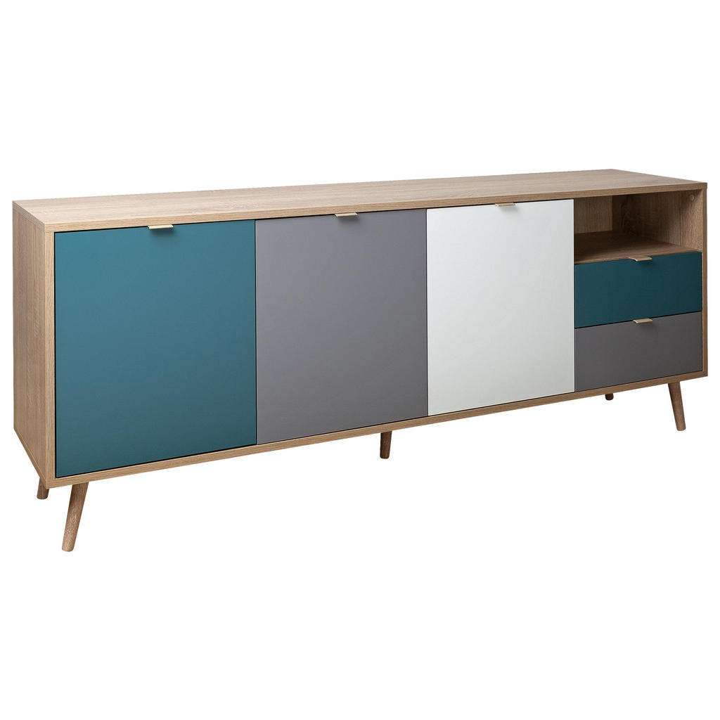 Carryhome SIDEBOARD Melamin, foliert Weiß, Braun, Blau