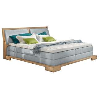 Linea Natura BOXSPRINGBETT Webstoff 180/200 cm INKL. Topper, Braun, Blau