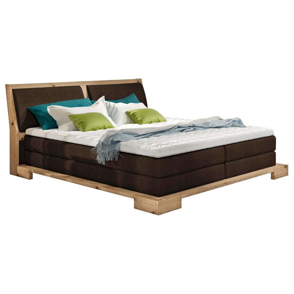Linea Natura BOXSPRINGBETT Webstoff 180/200 cm INKL. Topper, Braun