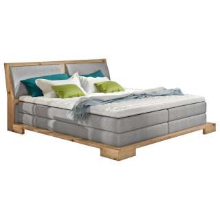 Linea Natura BOXSPRINGBETT Webstoff 180/200 cm INKL. Topper, Grau, Braun, Beige