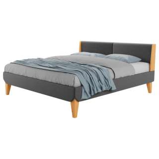 Linea Natura POLSTERBETT Mikrofaser 200/200 cm, Grau, Braun