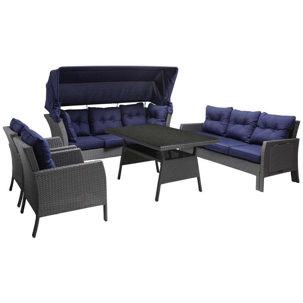 Ambia Garden LOUNGEGARNITUR Mehrfarbig, Grau Kunststoffgeflecht Aluminium