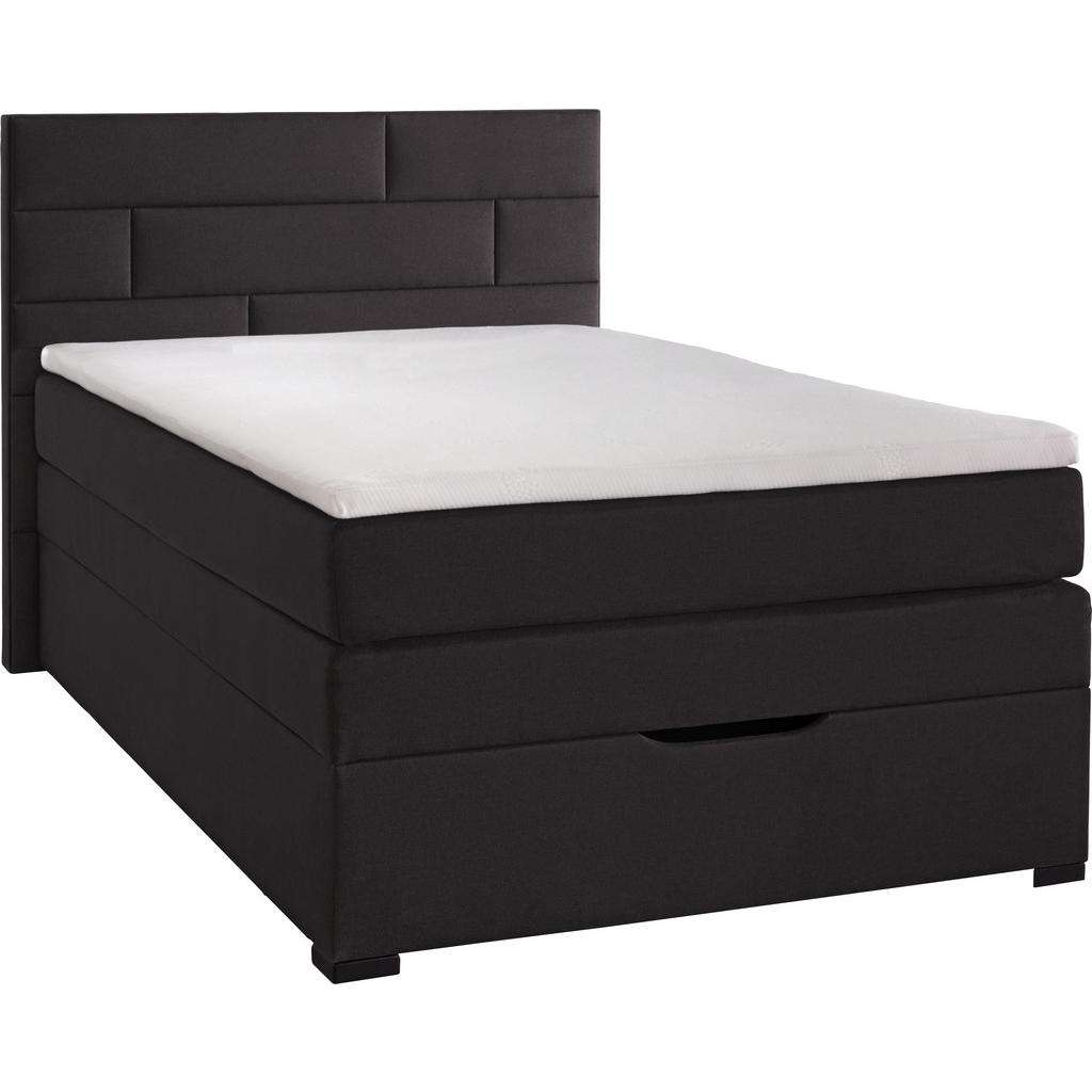 Carryhome BOXSPRINGBETT Webstoff 140/200 cm INKL. Matratze, Bettkasten, Topper, braun