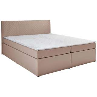 Carryhome BOXSPRINGBETT Flachgewebe 160/200 cm INKL. Matratze, gepolstertes Kopfteil, Topper, Beige