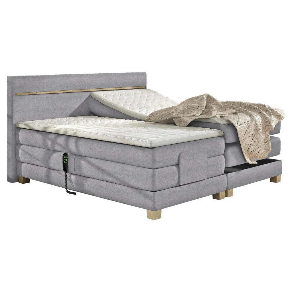 Linea Natura BOXSPRINGBETT Webstoff 180/200 cm INKL. Topper, motorische Verstellbarkeit, Braun