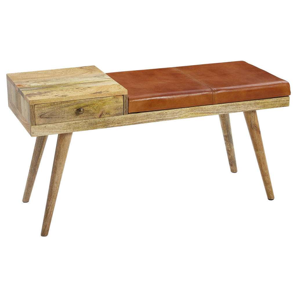 Carryhome SITZBANK Mangoholz massiv Braun