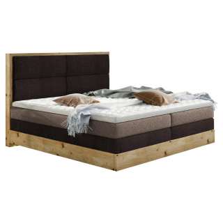 Linea Natura BOXSPRINGBETT Webstoff 140/200 cm INKL. Beleuchtung, Topper, Braun