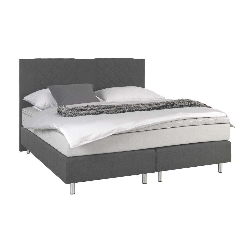 Carryhome BOXSPRINGBETT Webstoff 160/200 cm INKL. Matratze, Topper, Grau