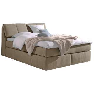 Carryhome BOXSPRINGBETT Mikrofaser 140/200 cm INKL. Matratze, gepolstertes Kopfteil, Topper, Beige