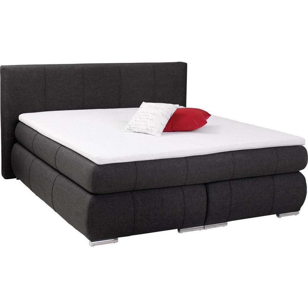 Carryhome BOXSPRINGBETT Flachgewebe 140/200 cm INKL. Matratze, Schwarz