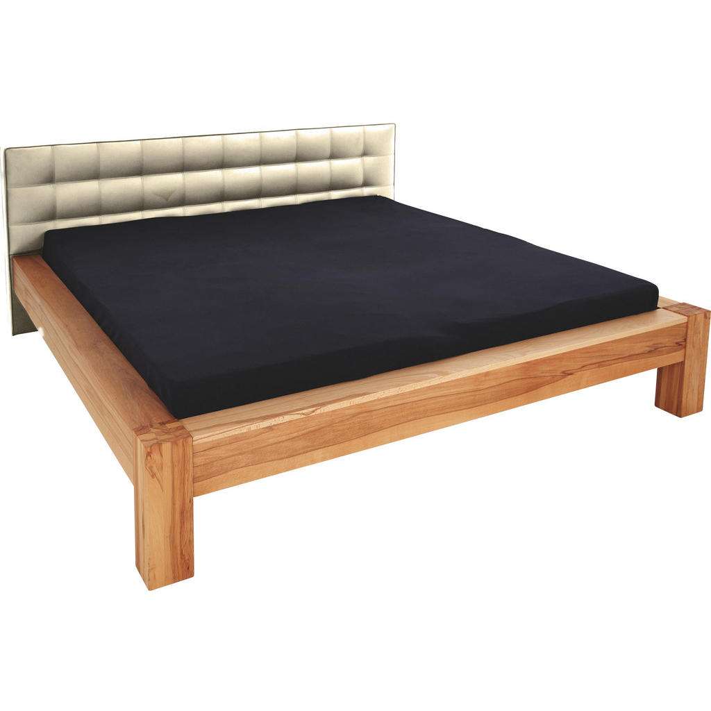 Linea Natura BALKENBETT Kernbuche massiv 160/200 cm, Braun, Beige