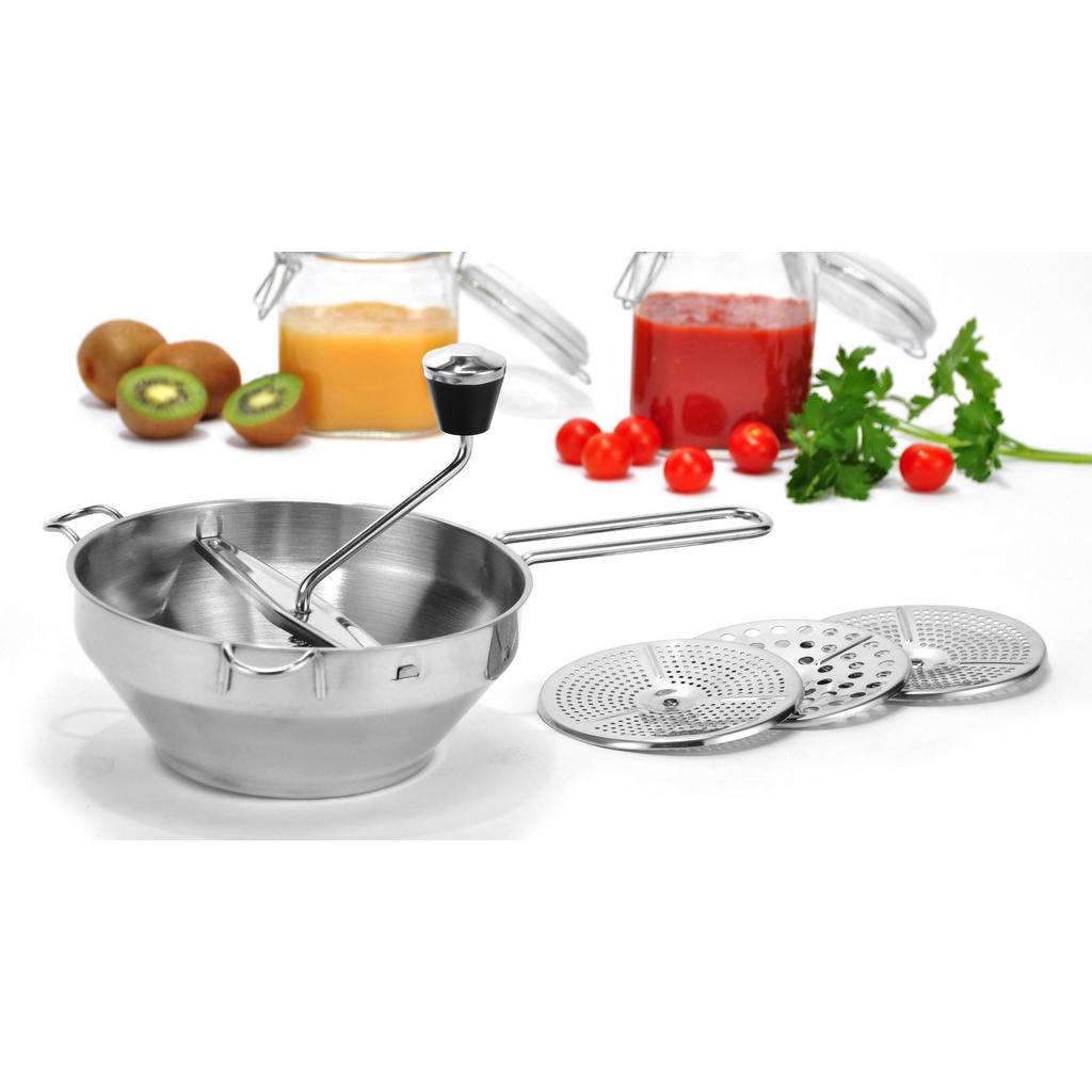 XXXL Passiermühle mit 3 Einsätzen, Silber