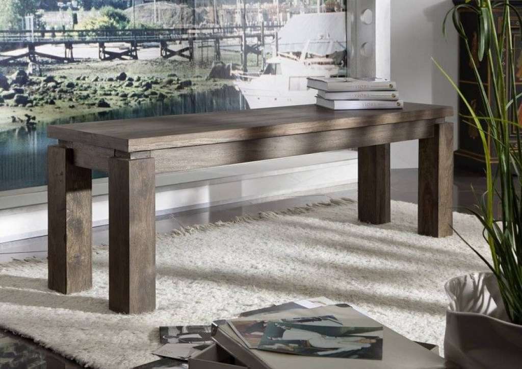 Bank Sheesham 200x35x45 grau lackiert METRO POLIS #163
