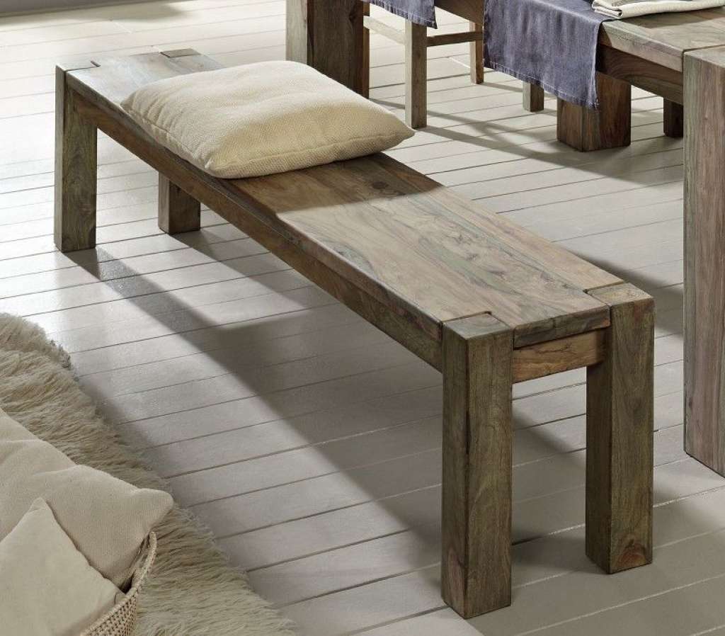 Bank Sheesham 160x35x45  grau geölt NATURE GREY #140