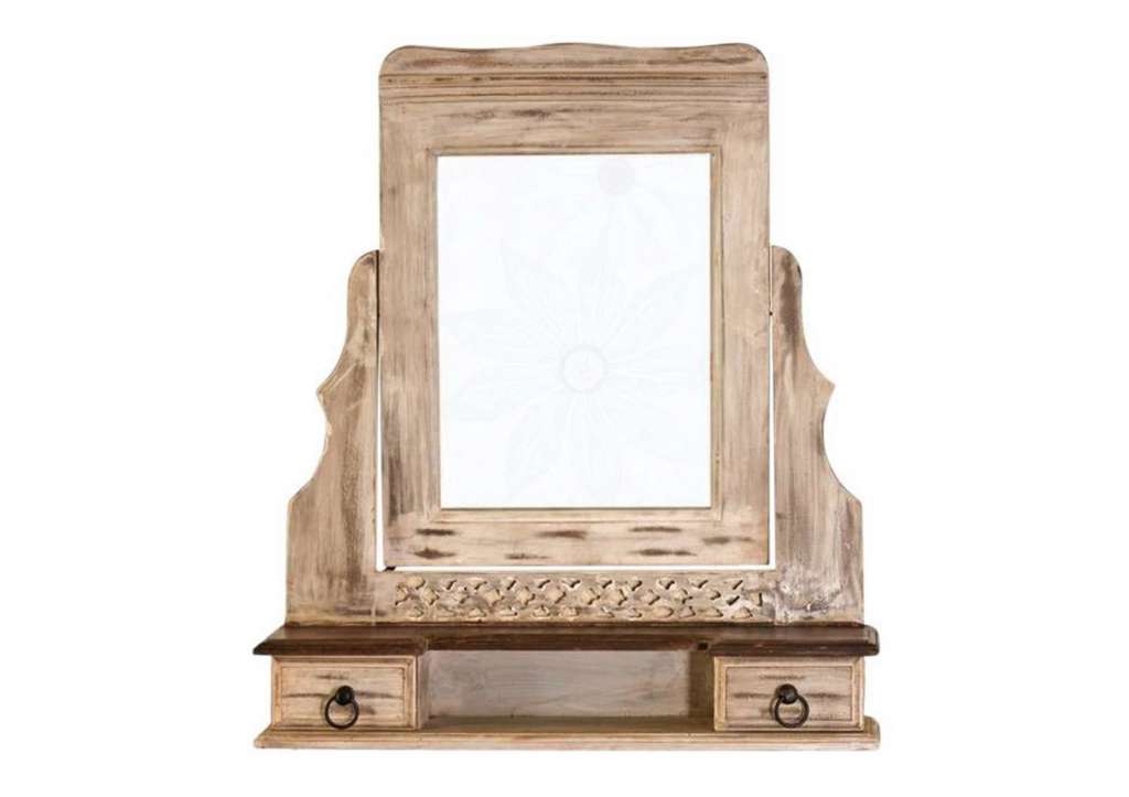 Spiegel Mango / Akazie 70x15x80 weiß gewachst CASTLE-ANTIK #01