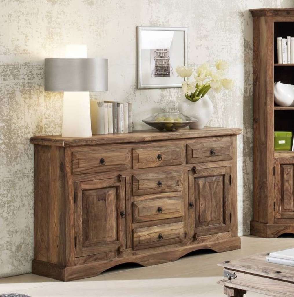 Sideboard Sheesham 150x40x90 grau geölt LEEDS #11