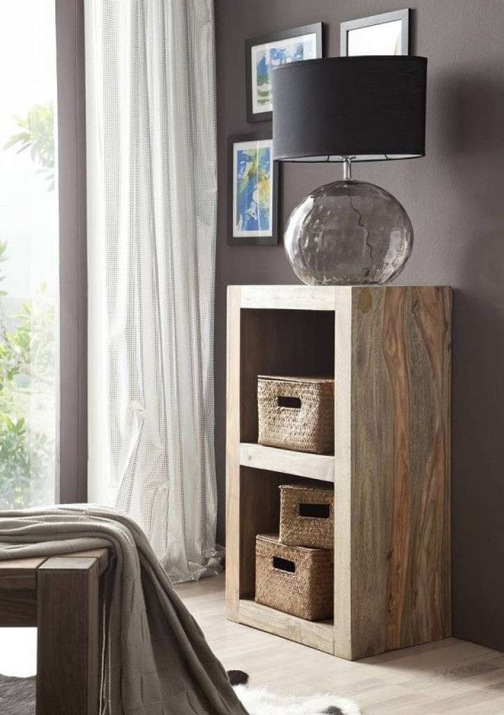 Regal Sheesham 48x35x90  grau geölt NATURE GREY #55