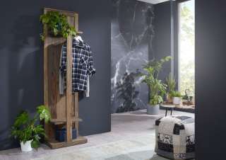 Wandgarderobe Sheesham 55x35x200  grau geölt NATURE GREY #002