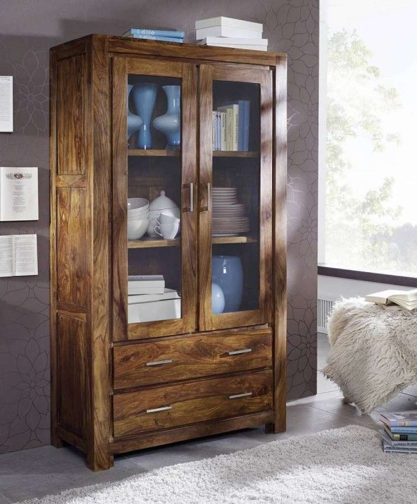 Vitrine Sheesham 100x45x180 life honey lackiert METRO LIFE #101