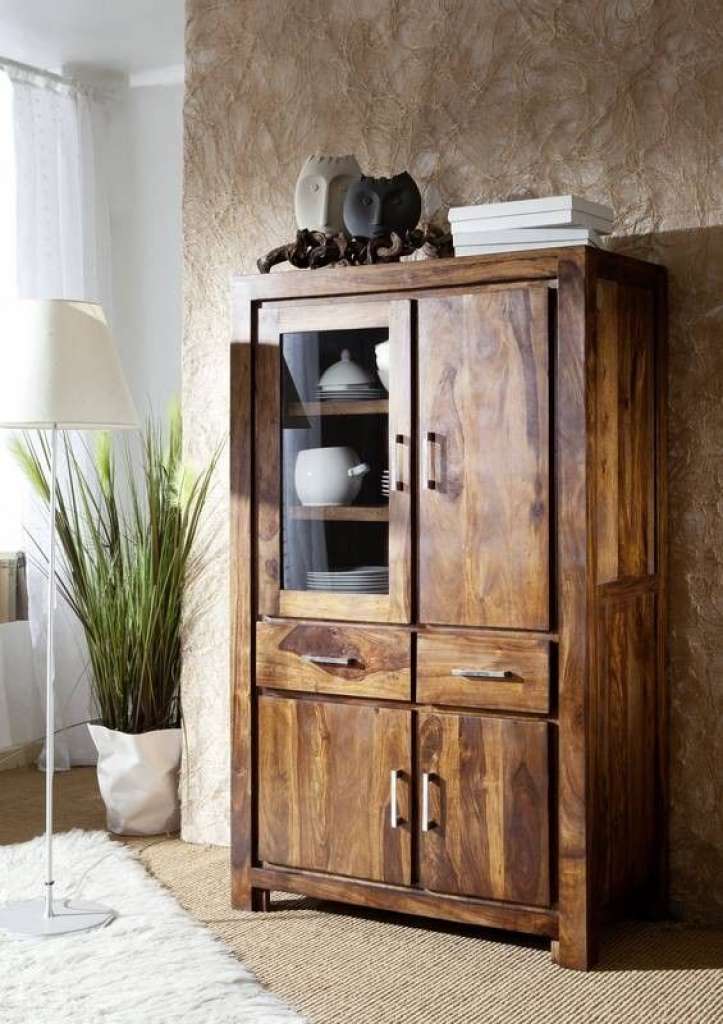 Vitrine Sheesham 90x45x148 life honey lackiert METRO LIFE #103