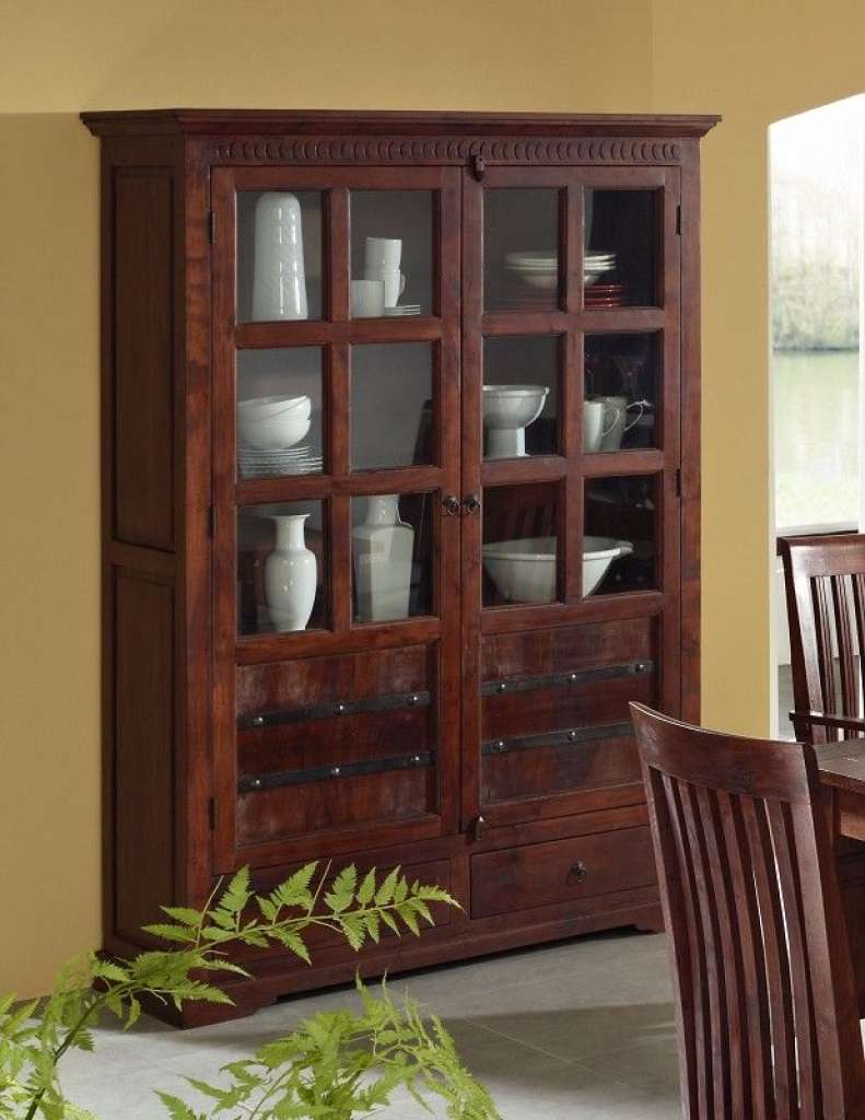 Vitrine Akazie 134x50x196 nougat lackiert OXFORD #456